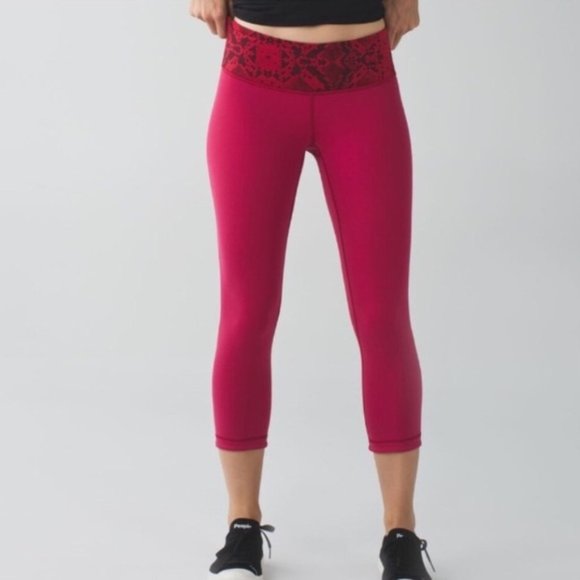 lululemon athletica Pants - Lululemon Wunder Under Snake Red Reversible Crop